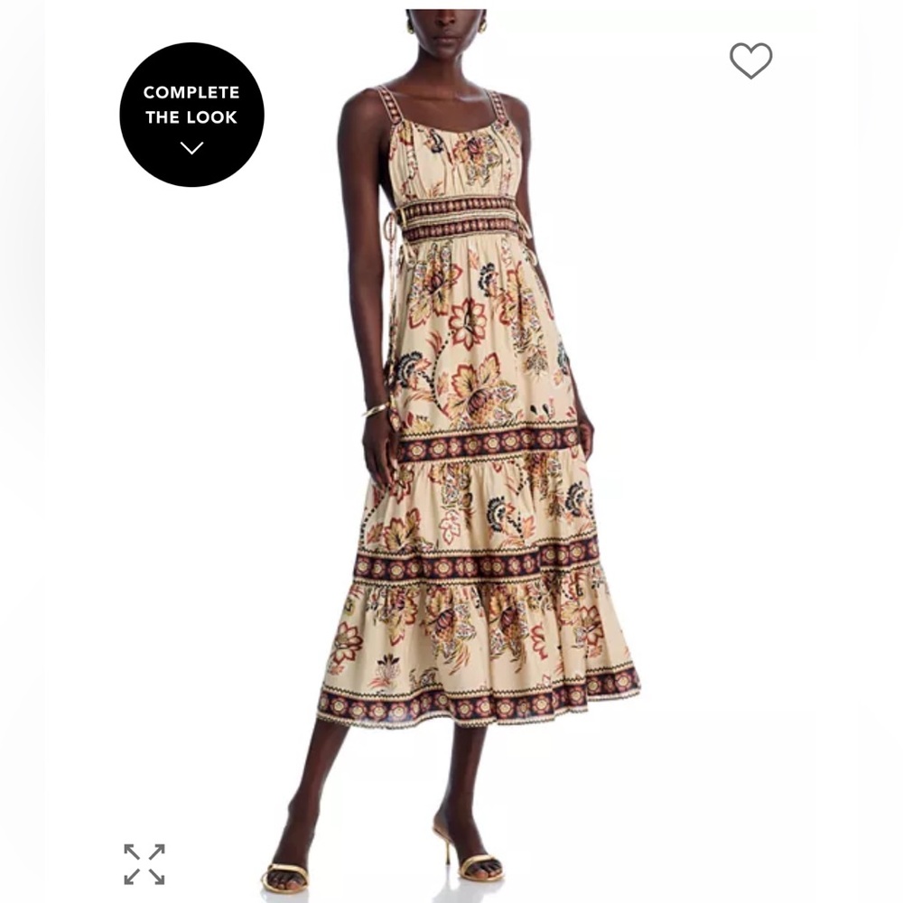 Farm Rio Aura sand midi Floral Dress M NWT
